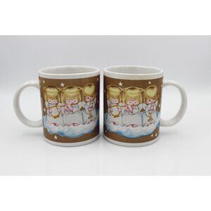 VTG Hallmark Christmas Set Of 2 Musical Angel Trio Coffee Mugs